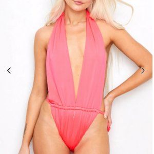 Sexy RIO Bathing Suit Pink Backless HAH Brazilian